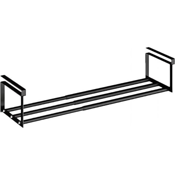 Expandable Adjustable Shoe Rack Shelf Organizer Under Cabinet Storage Black - Picture 1 of 7